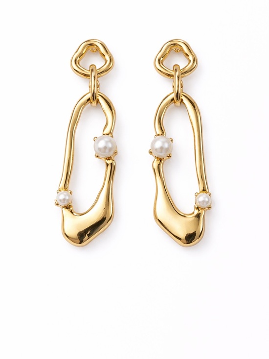 Camila Coelho Jewelry - Camila Coelho Gold tone freshwater Pearl Link Drop Earrings